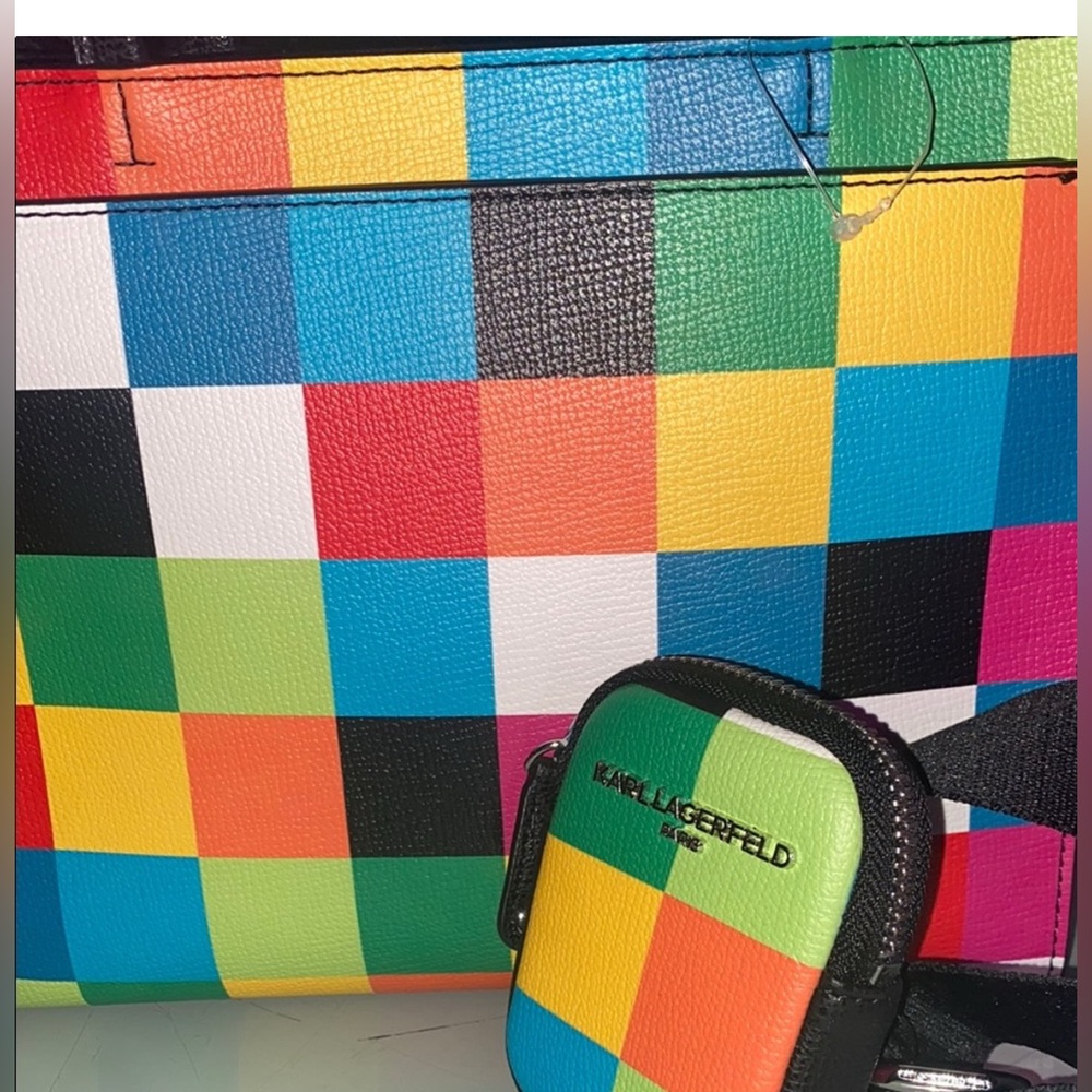 Karl Lagerfeld Paris Maybelle and Choupette patch Satchel Multi Color - Picture 3 of 6